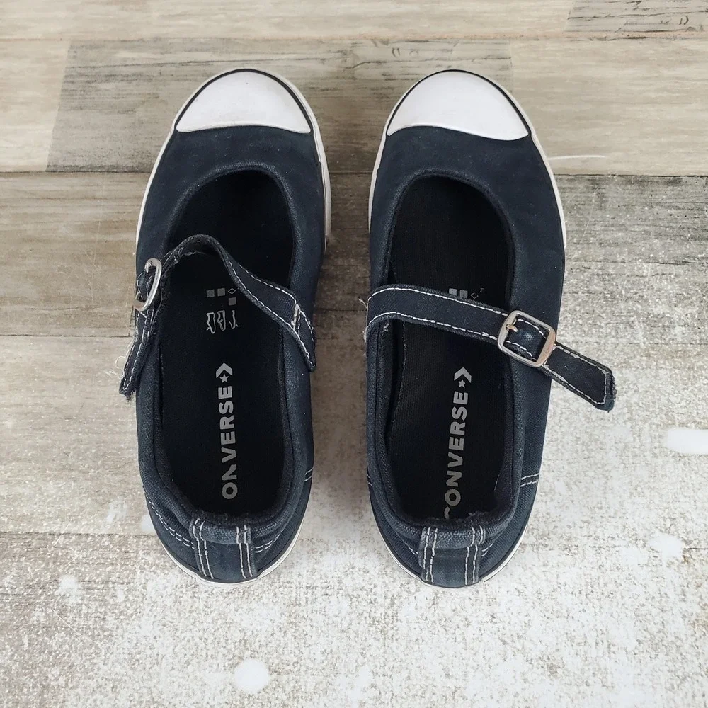 Converse Chuck Taylor All Star Dainty‎ Kids Mary Jane Sz 1.5 Black White Buckle